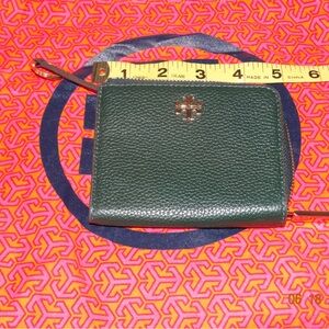 Tory Burch winter green leather coin purse